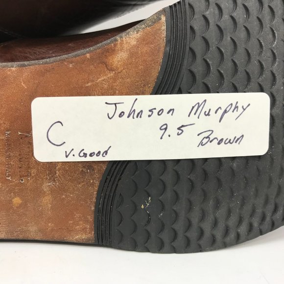 JOHNSTON & MURPHY Domani Brown Leather Chukka Mens Shoe 9.5M Padded Heel Cap Toe